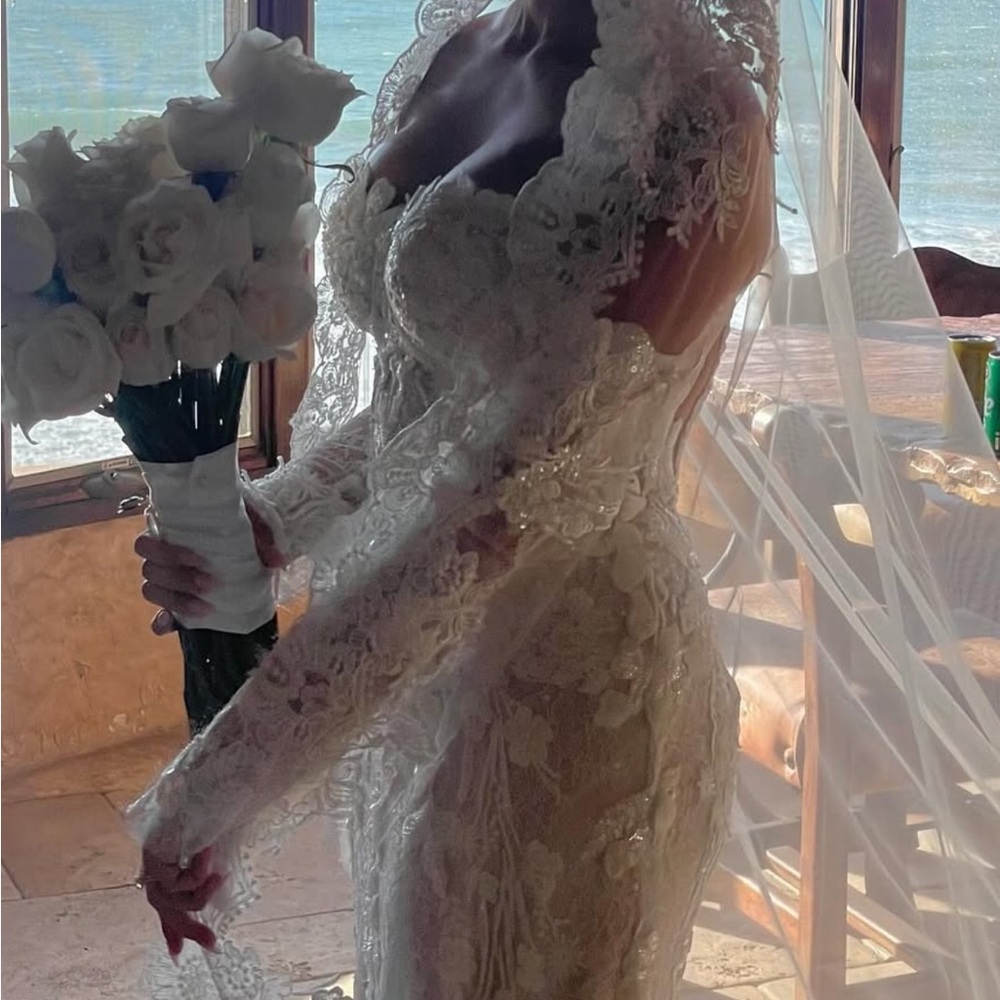 Custom made wedding dress and veil